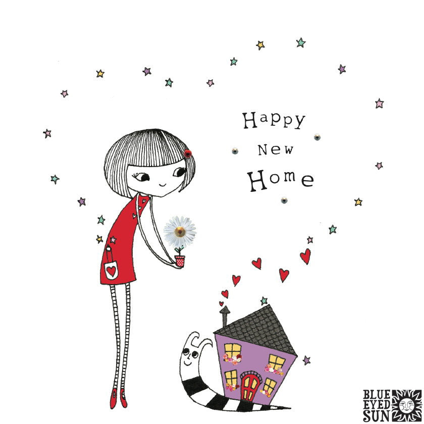 Doodle Girl Card - New Home