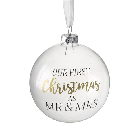 Our First Christmas As Mr & Mrs Glass Bauble