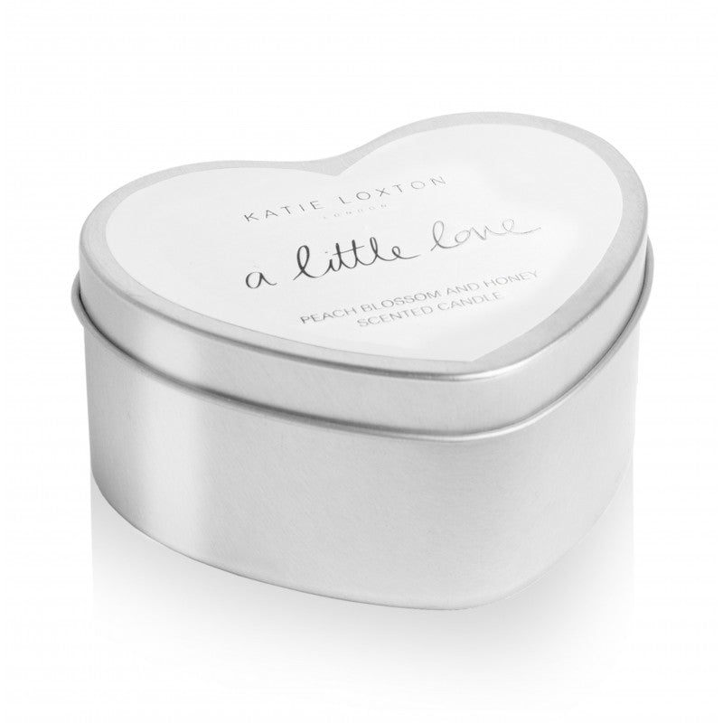 Katie Loxton Silver Heart Tin Candle - A Little Love (Peach Blossom & Honey)