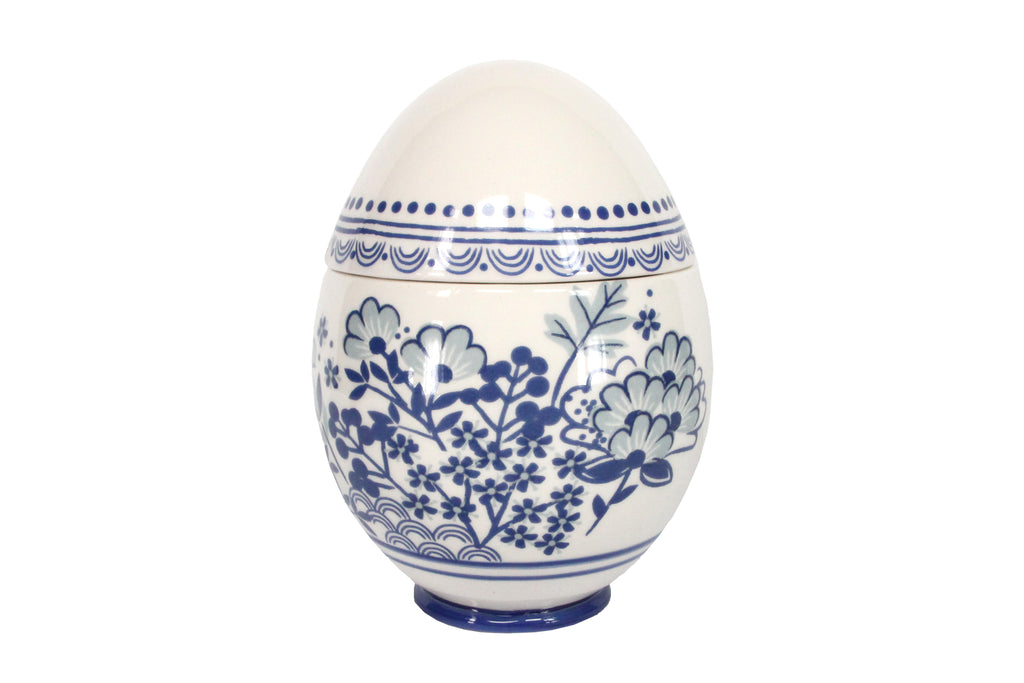 Gisela Graham Blue/White Ceramic Egg Container