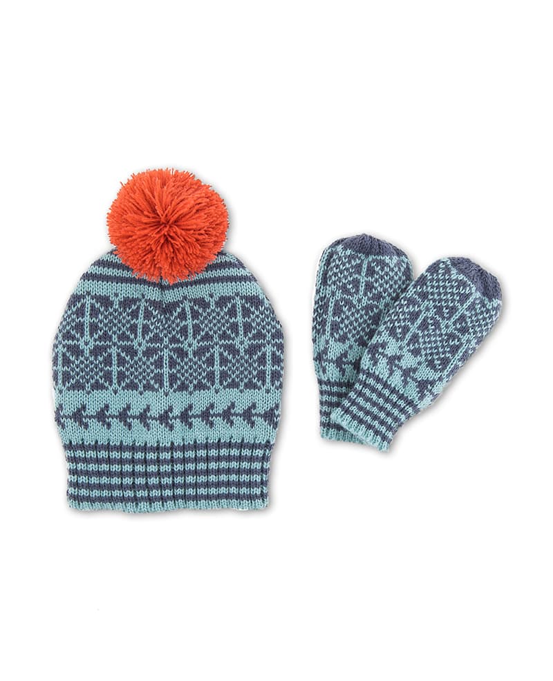 Powder Toddler Fair Isle Hat & Mitten Set - Navy