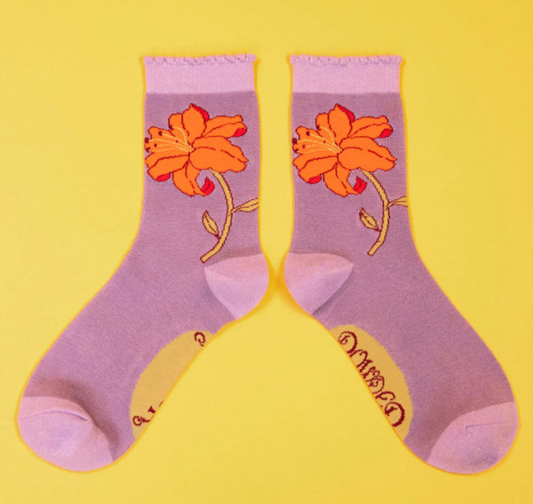 Powder Lilac Lily Ankle Socks