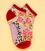 Powder Floral Stencil Trainer Socks - Stone