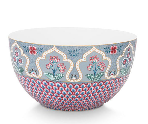 Pip Studio Flower Festival Scalloped Deco Bowl - Light Blue