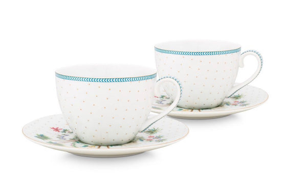 Pip Studio Jolie Dots Gold 280ml Cups & Saucers - Set Of Two