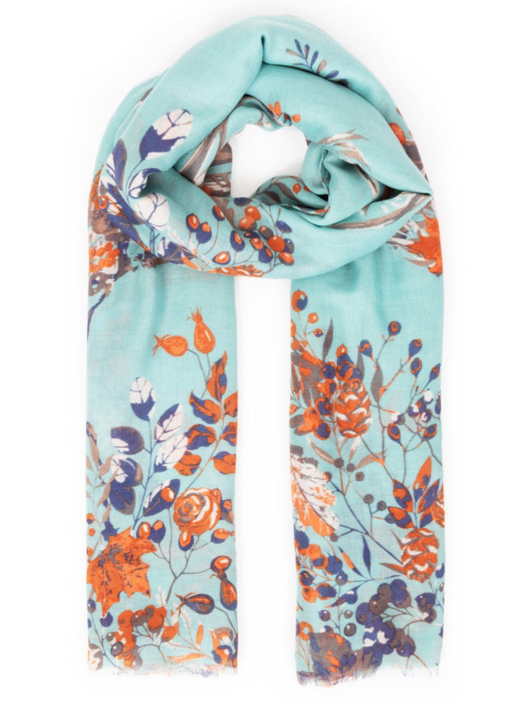 Powder Autumn Stag Print Scarf - Ice