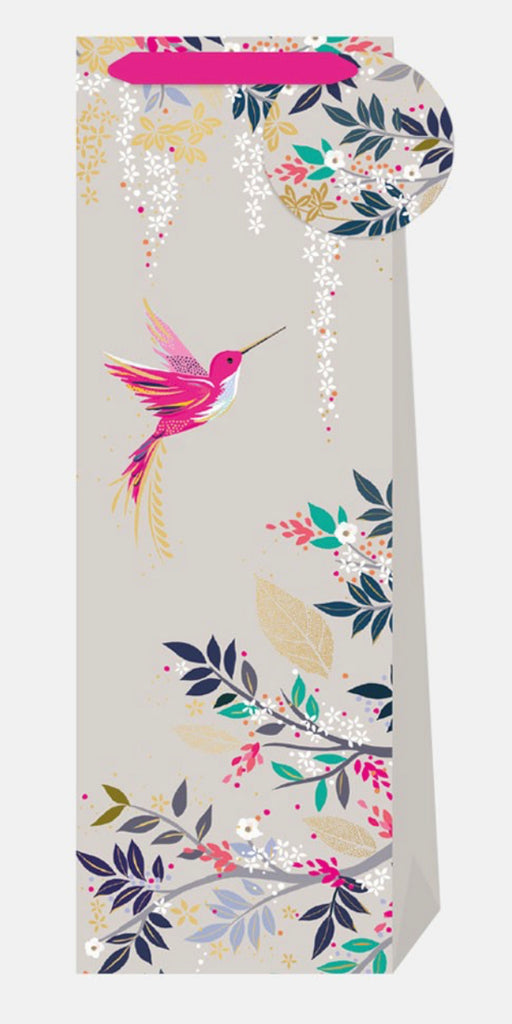 Sara Miller Grey Hummingbird Bottle Gift Bag