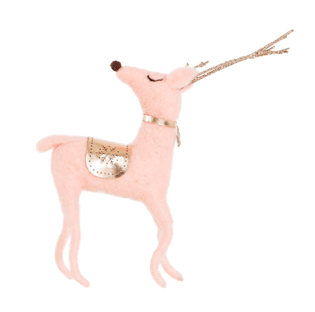 Sass & Bell Pink & Gold Wonderland Felt Deer Decoration