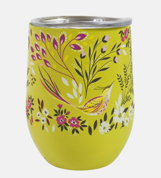 Sara Miller Lime Songbird Travel Tumbler