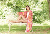 Powder Tropical Toile Kimono Gown - Pineapple & Fuchsia