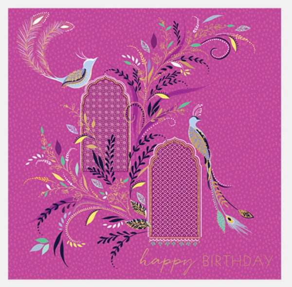 Sara Miller Mauve Birds & Lattice Card