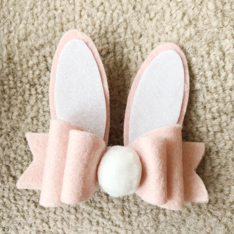 Bunny Ears Hair Clip - Pink Felt