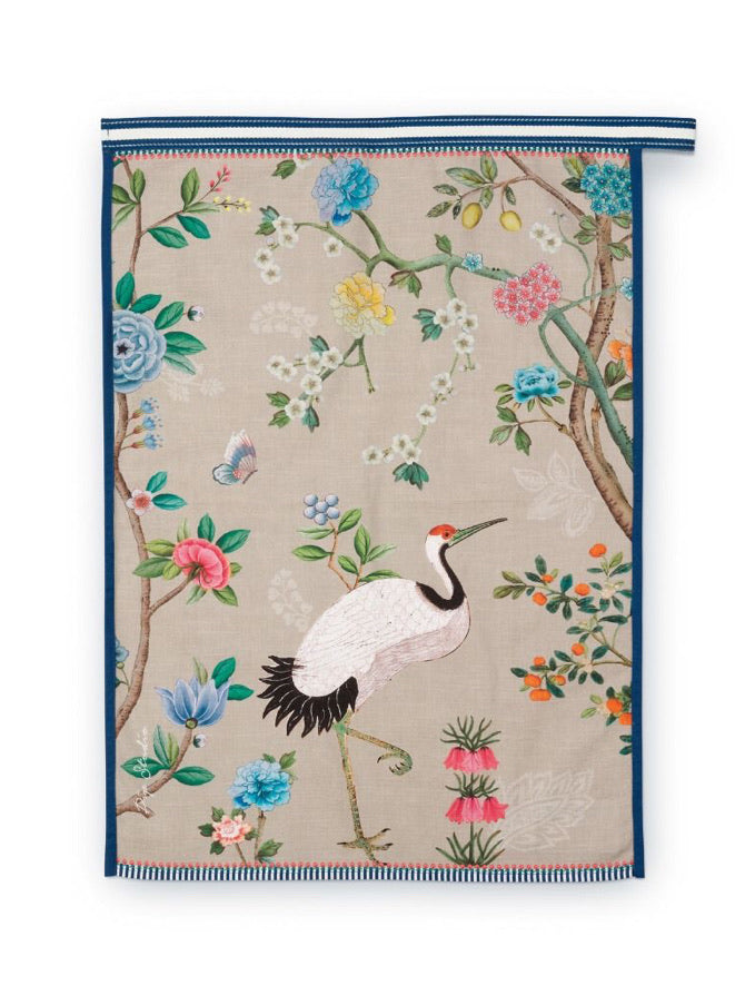 Pip Studio Blushing Birds All Over Print Tea Towel - Khaki