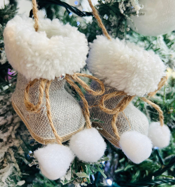 Novelty Faux Fur Snow Boots Christmas Tree Hanging Winter Decorations