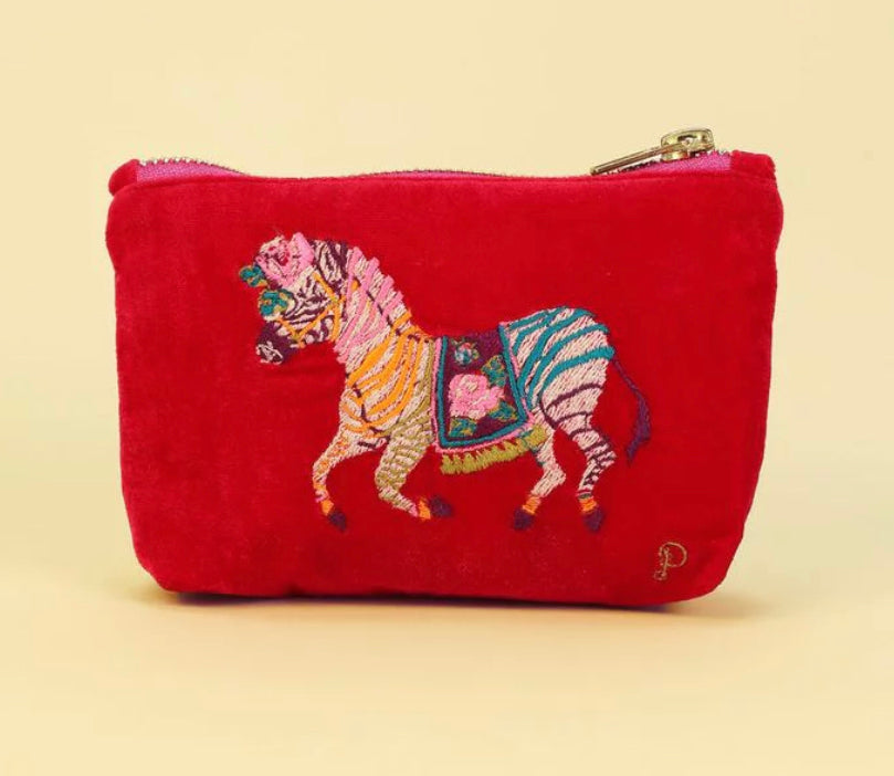 Powder Zebra Carnival Velvet Mini Pouch