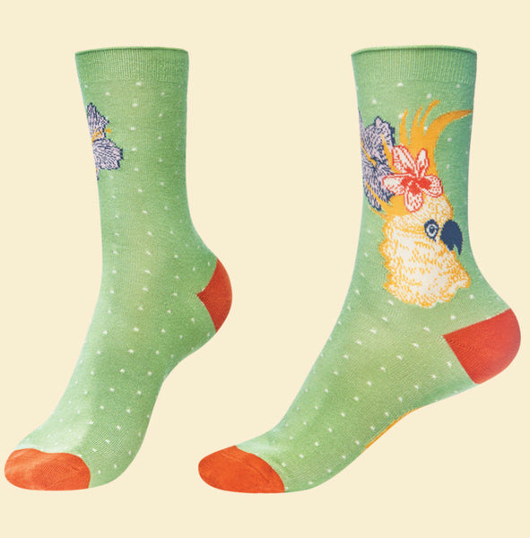 Powder Cockatoo Ankle Socks - Sage