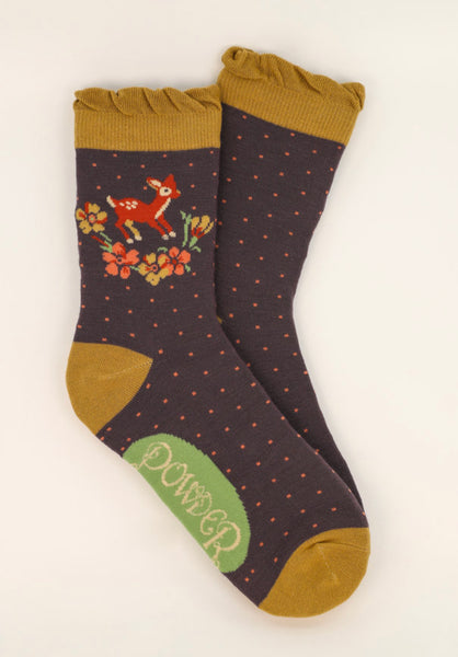 Powder Vintage Fawn Ankle Socks - Lilac