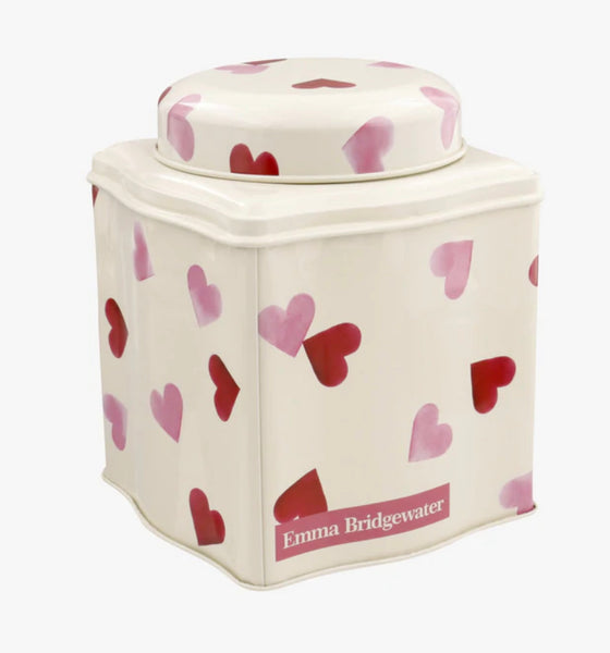 Emma Bridgewater Pink Hearts Dome Lid Curved Tin Caddy