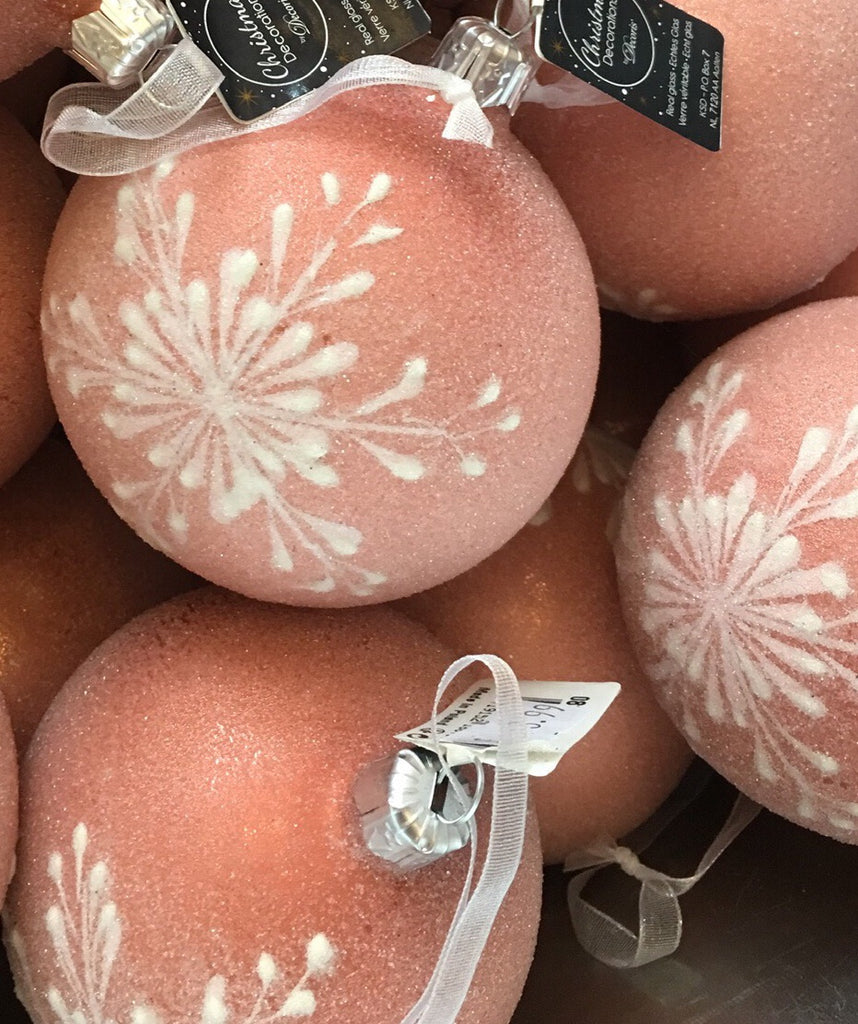 Plush Frosted Pink Snowflake Glitter Bauble