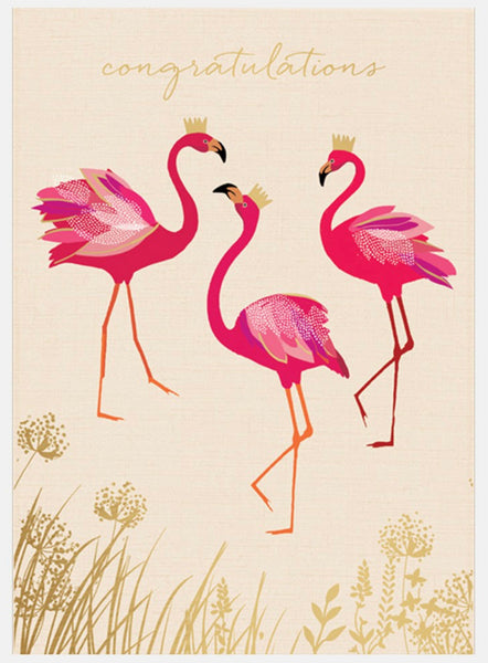 Sara Miller Congratulations Flamingos Card