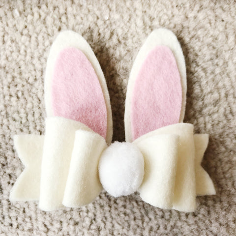 Bunny Ears Hair Clip - Cream Felt