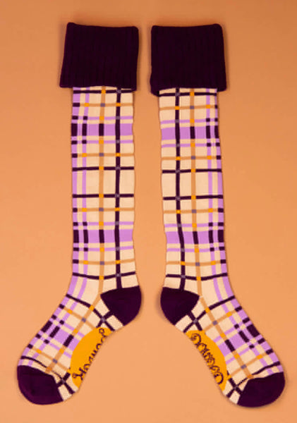 Powder Purple Check Boot Socks