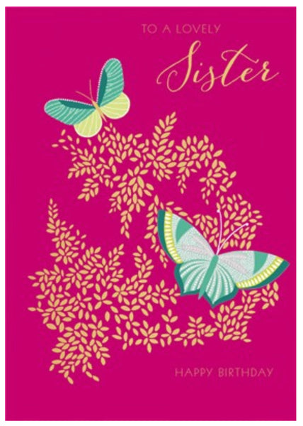 Sara Miller Sister Butterfly Happy Birthday Card
