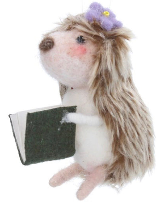 Gisela Graham Wool Mix Hedgehog & Book