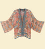 Powder Mediterranean Paisley Kimono Jacket - Coral