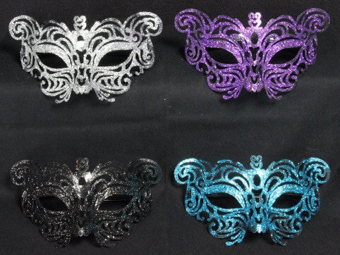 Glitter Filigree Face Mask Glasses - Silver / Purple / Black / Blue