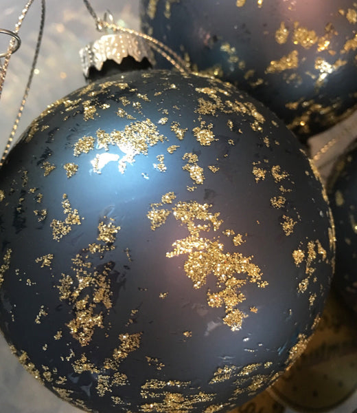 Night Blue With Gold Glitter Bauble