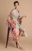 Powder Orchid & Iris Kimono Gown - Coconut