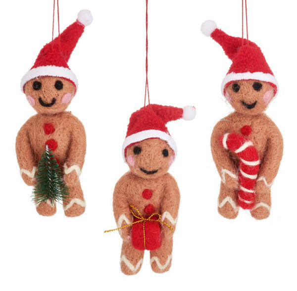 Sass & Belle Santa Gingerbread Felt Decoration - Assorted