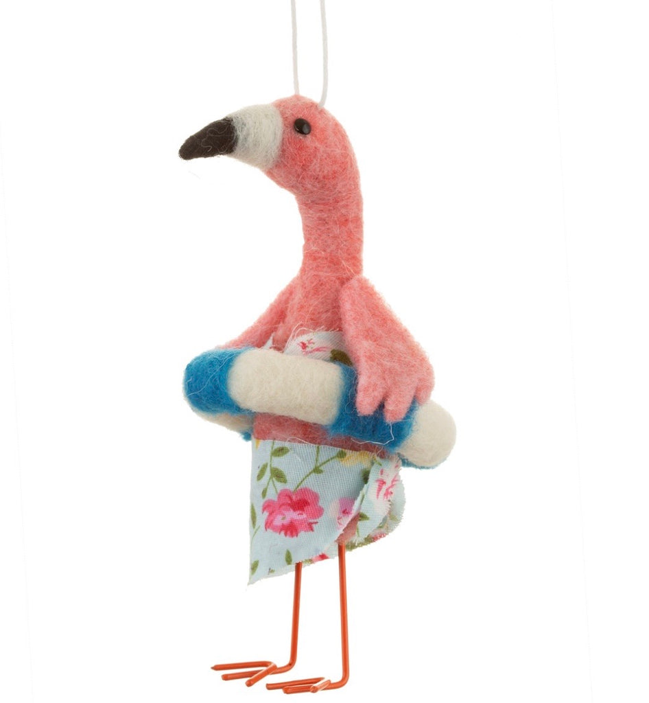 Sass & Belle Flamingo with Life Ring Felt Standing Decoration