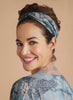 Powder Elasticated Headband - Tropical Toile In Denim & Petal