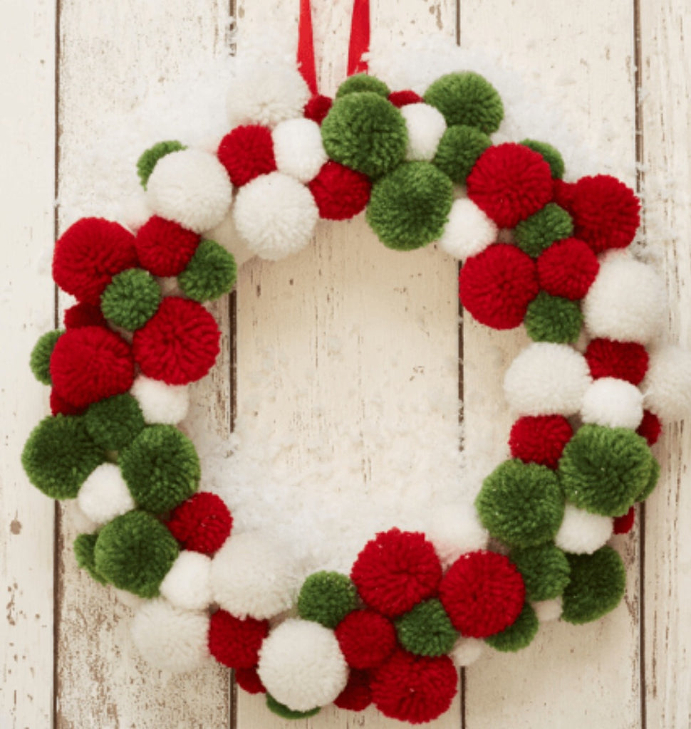 Traditional Christmas Pom Pom Wreath