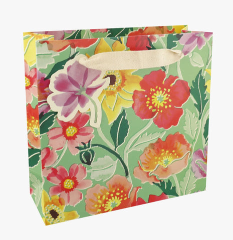 Emma Bridgewater Bright Poppies & Cosmos Green Medium Gift Bag