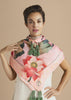 Powder Tasselled 100% Silk Crane At Sunrise In Petal Scarf