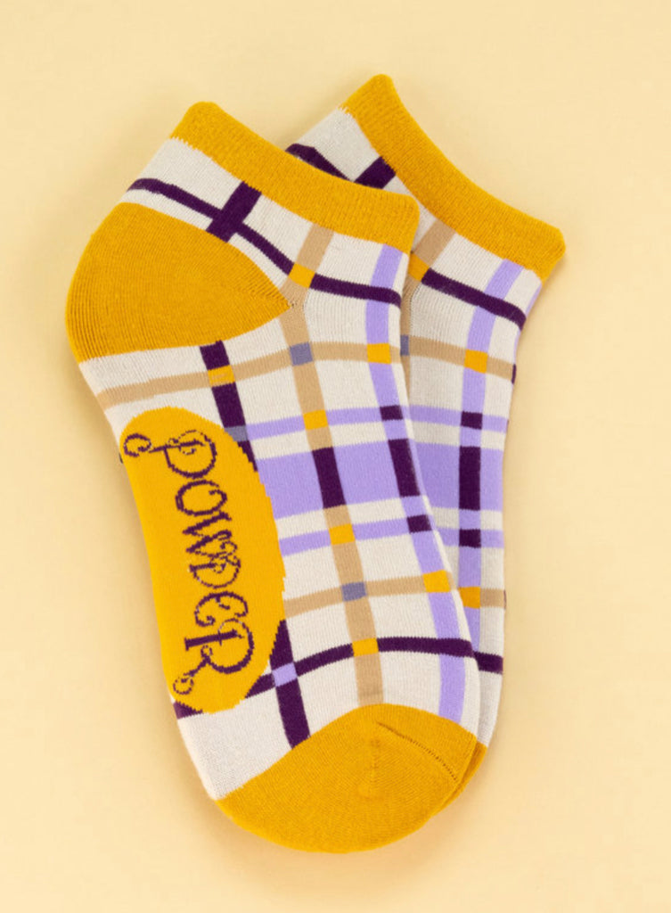 Powder Trainer Socks - Purple Check