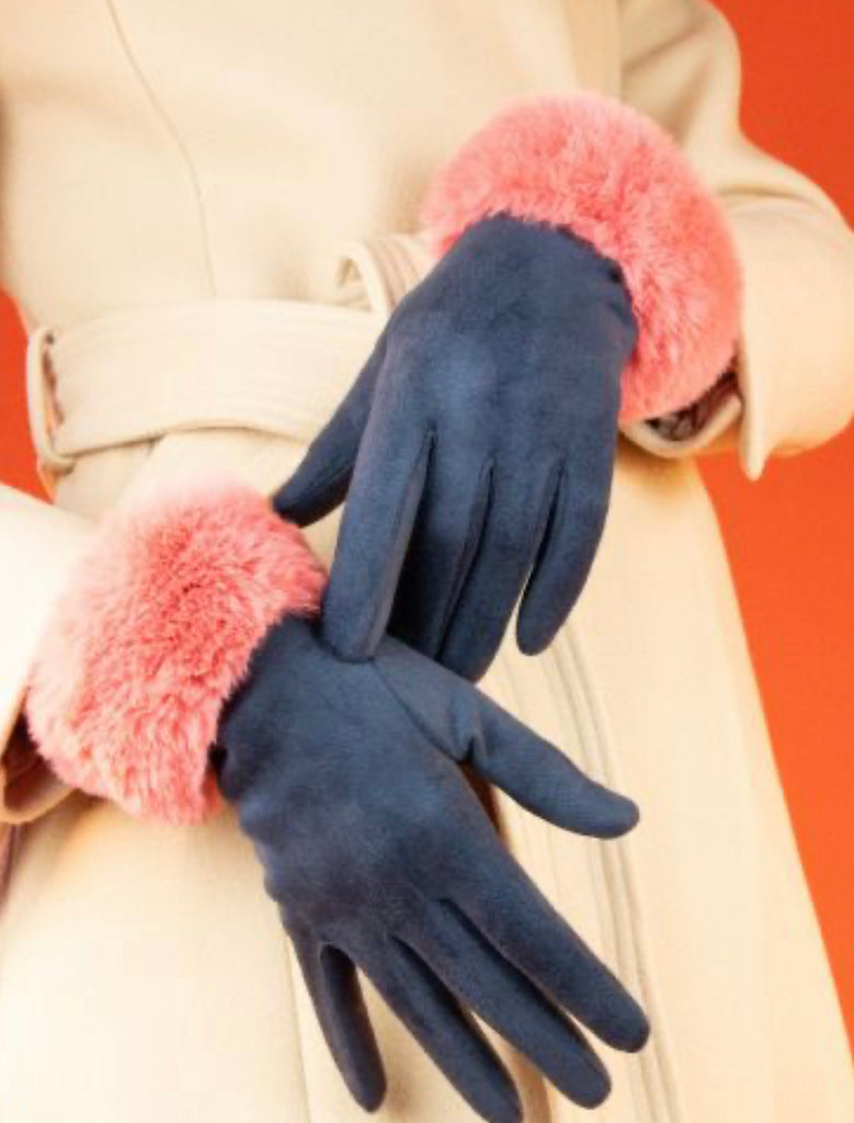 Powder Bettina Gloves - Navy/Rose