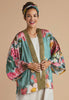 Powder Impressionist Floral Kimono Jacket - Teal
