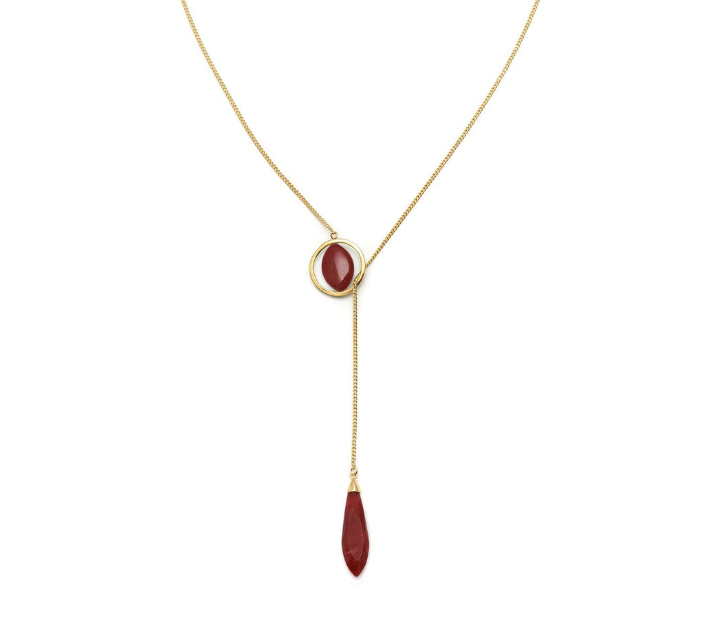 Lola Rose Boutique Roxana Lariot Necklace - Red Plum Quartzite