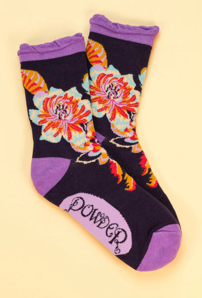 Powder Fantasy Floral Ankle Socks - Navy