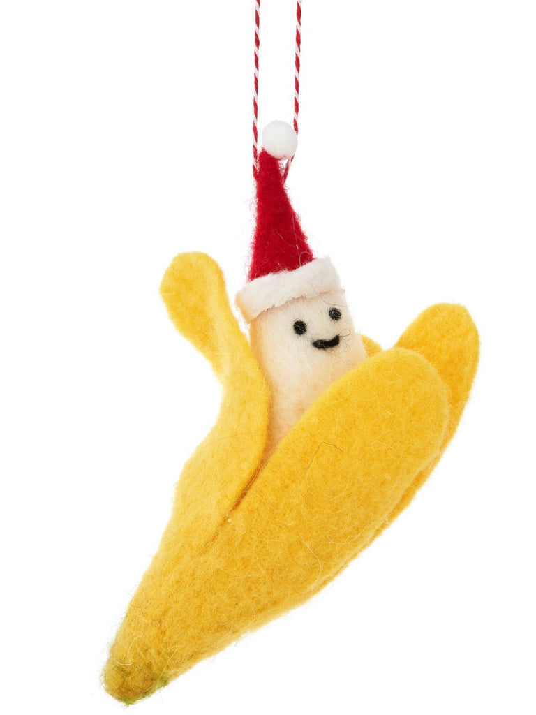 Sass & Belle Christmas Banana Hanging Felt Decoration