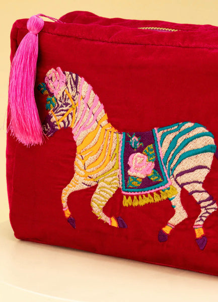 Powder Zebra Carnival Velvet Wash Bag