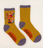 Powder Doe With Toadstools Ankle Socks - Mustard