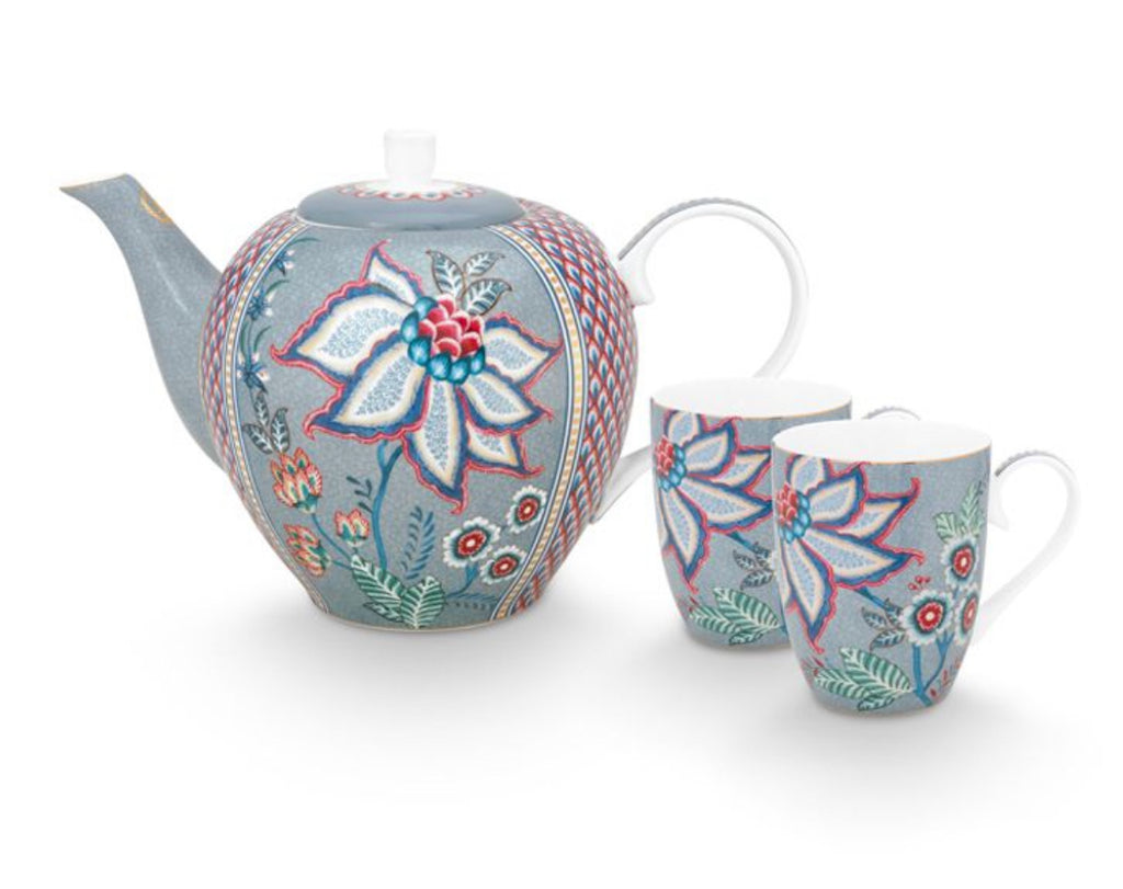 Pip Studio Flower Festival Large Breakfast Set - Light Blue (Boxed)