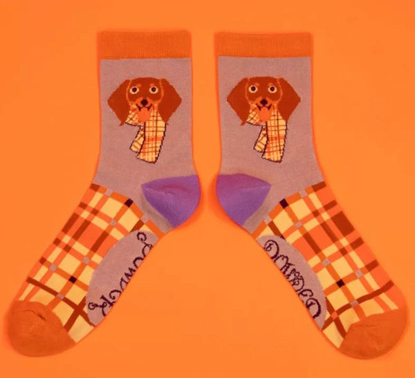 Powder Pringle Sausage Dog Ankle Socks