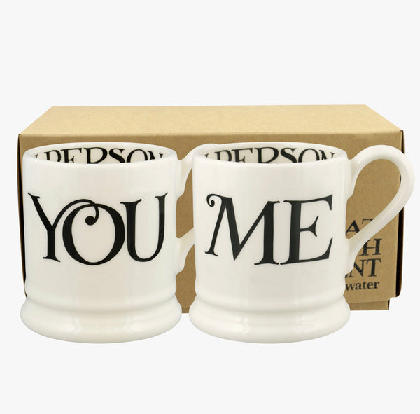 Emma Bridgewater Black Toast You & Me Set Of 2 1/2 Pint Mugs