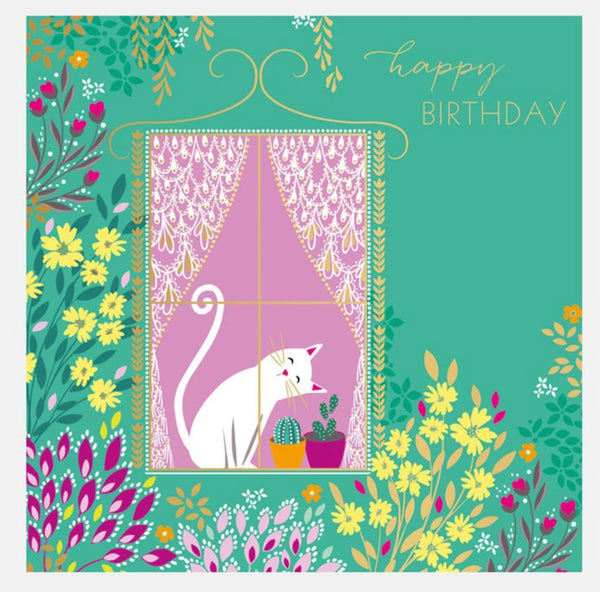 Sara Miller Curious Cat Birthday Card